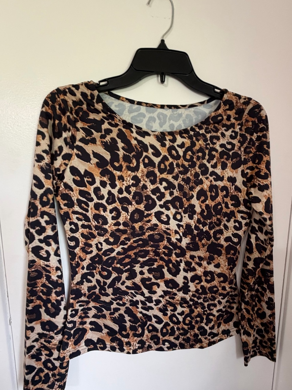Leopard Print Long Sleeve Top - Brown & Black